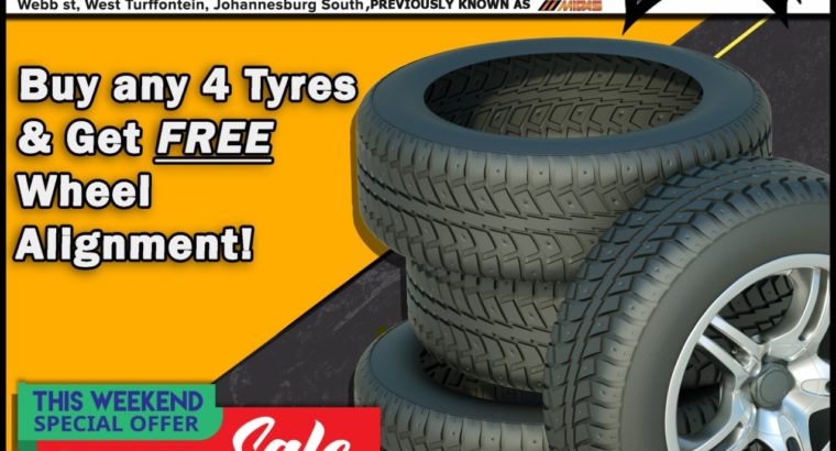 Buy any 4 Tyres & Get FREE Wheel Alignment