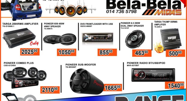 Turn up the volume with these amazing specials at Midas Bela Bela