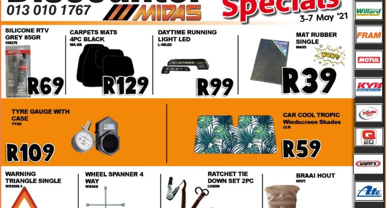 Weekly Specials now on at Discounter Midas!