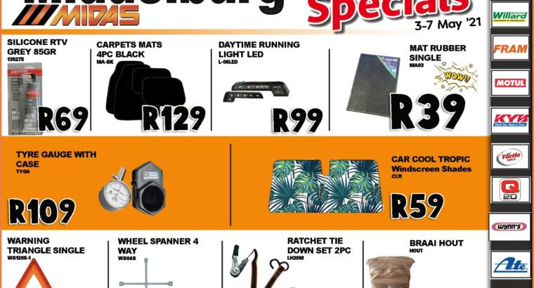 Weekly Specials now on at Middelburg Midas -Sparesworld!