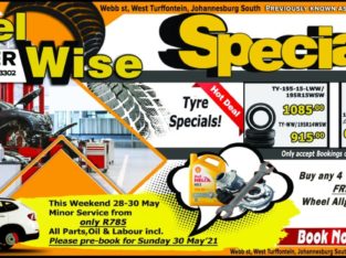 Weekend Specials at Wheel Wise Kliprivier!
