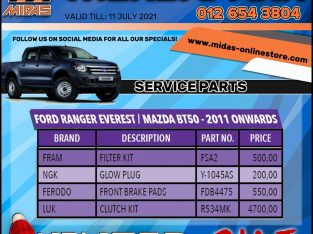 Ford Ranger Everest / Mazda BT50 – 2011 onwards Service Parts!