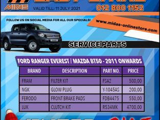 Ford Ranger Everest / Mazda BT50 – 2011 onwards Service Parts!