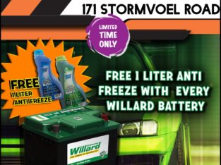 Get a FREE 1L antifreeze with every Willard Battery you buy
