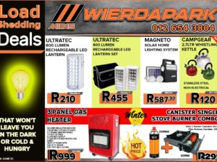 Loadshedding Deals now on at Wierdapark Midas!