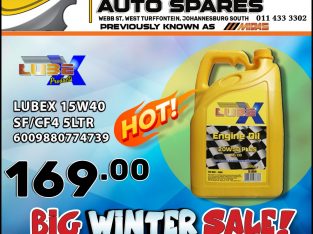 Lubex 15W40 SF/CF4 5L ONLY R169 at Kliprivier AUTO Spares!