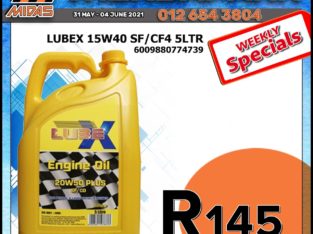 Lubex 15W40 SF/CF4 5L ONLY R145 at Wierdapark Midas!