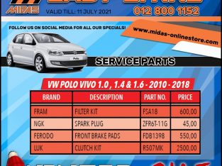 VW Polo Vivo 1.0, 1.4 & 1.6 -2010 – 2018 Service Parts!