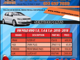 VW Polo Vivo 1.0, 1.4 & 1.6 -2010 – 2018 Service Parts!