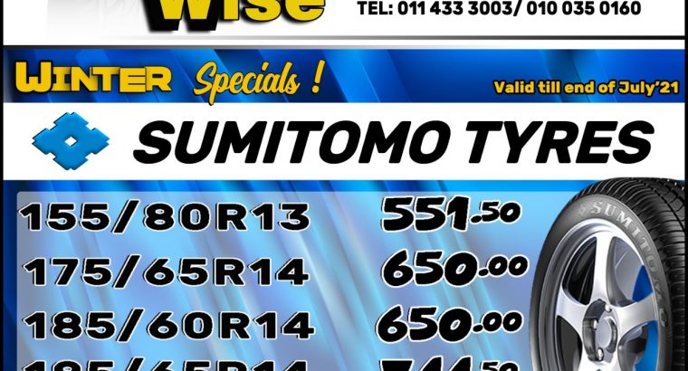 Winter specials! Save BIG on Sumitomo Tyres