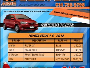 Toyota Etios 1.5 – 2012 Service Parts!