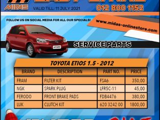 Toyota Etios 1.5 – 2012 Service Parts!