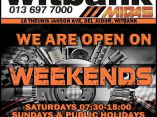 We are OPEN on Weekends at Midas Witbank!