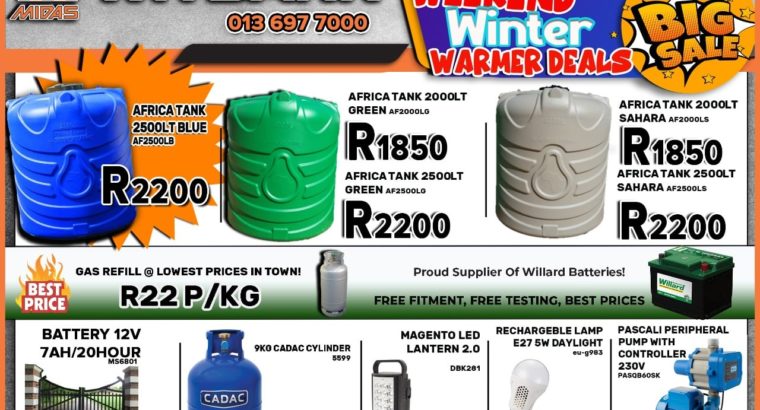 Weekend Winter Warmer Deals now on Midas Witbank!