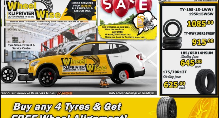 Major Deals on Tyres at Wheel Wise Kliprivier!