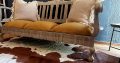 Refurbished solid imbuia wood three-seater occasional couch