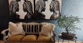 Refurbished solid imbuia wood three-seater occasional couch