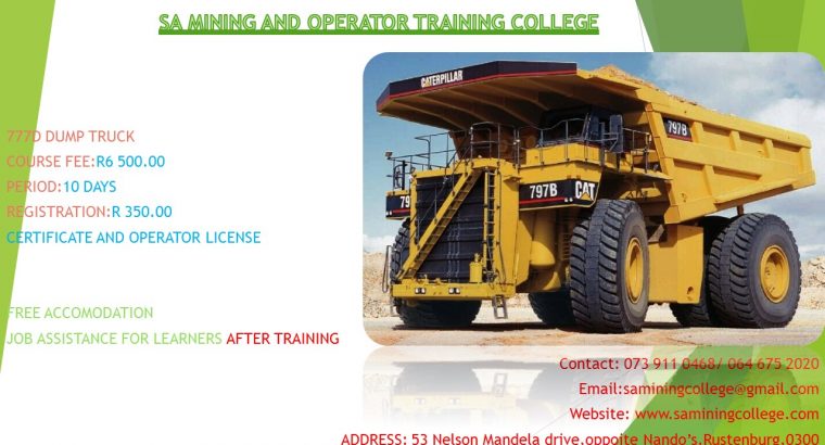 Haul dump truck training course in Mpumalanga 0739110468