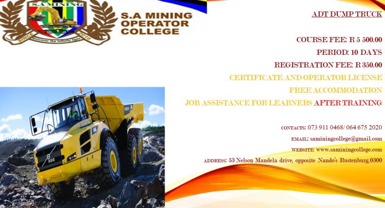 Haul dump truck training course in Mpumalanga 0739110468