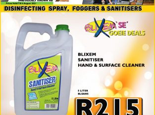 Blixem Sanitiser Hand & Surface Cleaner 5L ONLY R215