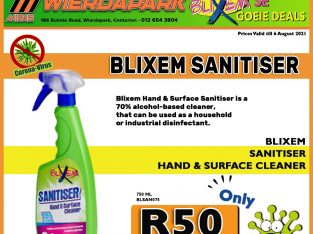Blixem Sanitiser Hand & Surface Cleaner 750ML ONLY R50