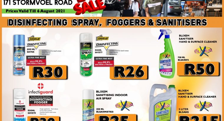 Disinfecting Spray, Foggers & Sanitisers!