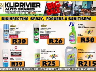 BIG SALE! Disinfecting Spray, Foggers & Sanitisers!
