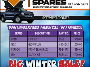 Ford Ranger Everest / Mazda BT50 – 2011 onwards Service Parts!