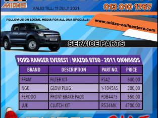 Ford Ranger Everest / Mazda BT50 – 2011 onwards Service Parts!