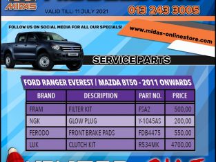 Ford Ranger Everest / Mazda BT50 – 2011 onwards Service Parts!