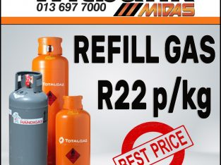 Refill Gas ONLY R22 p/kg at Midas Witbank!