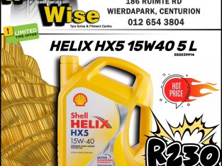 Shell Helix HX5 15W40 5L ONLY R230 at Wheel Wise Wierdapark!