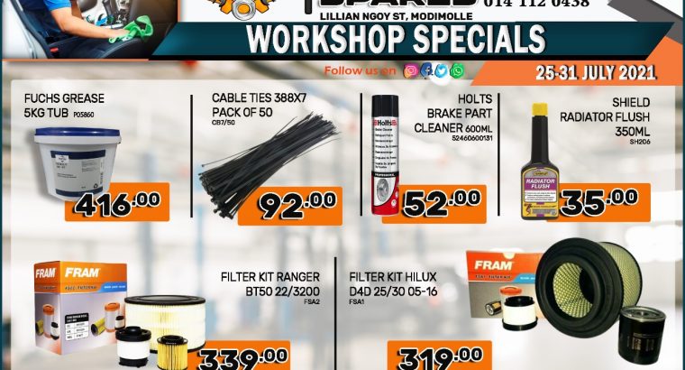 Modimolle Spares Workshop Specials 25-31 July 2021