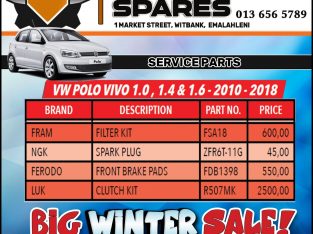 VW Polo Vivo 1.0, 1.4 & 1.6 -2010 – 2018 Service Parts!