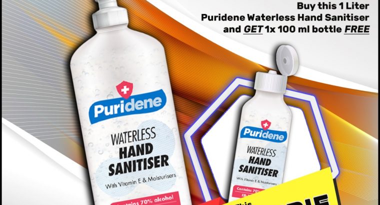Buy 1L Puridene Hand Sanitiser & Get a 100ml bottle FREE