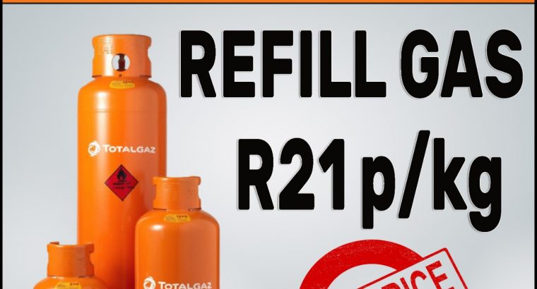 Refill Gas ONLY R21p/kg at Discounter Midas!