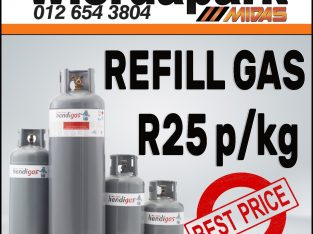 BEST PRICE! Refill Gas ONLY R25 p/kg at Wierdapark Midas!