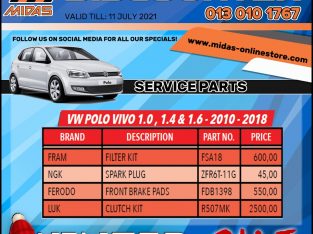 VW Polo Vivo 1.0, 1.4 & 1.6 -2010 – 2018 Service Parts!