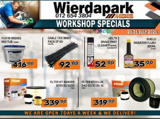 Wierdapark Midas Workshop Specials 25-31 July 2021