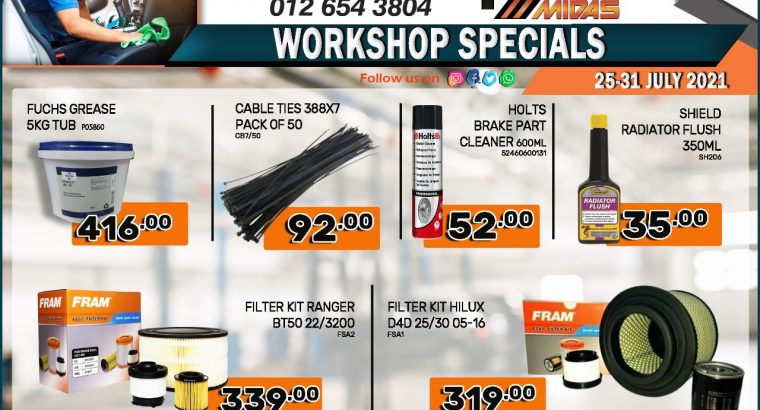 Wierdapark Midas Workshop Specials 25-31 July 2021