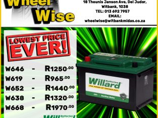 Get the Lowest Prices on Willard Batteries at Wheel Wise Witbank!