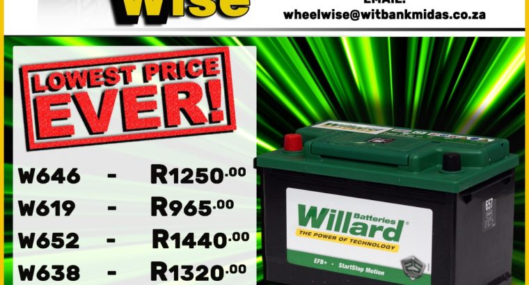 Get the Lowest Prices on Willard Batteries at Wheel Wise Witbank!