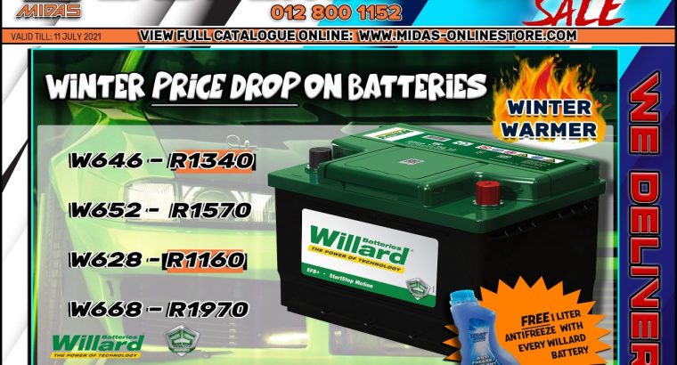 Winter Price Drop on Batteries at East-Lynne MIDAS!