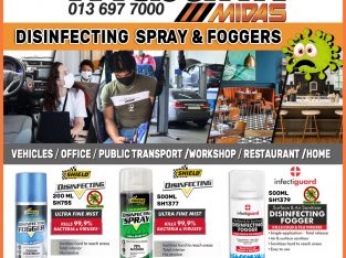 Stay Safe with our Disinfecting Spray & Foggers at Midas Witbank!