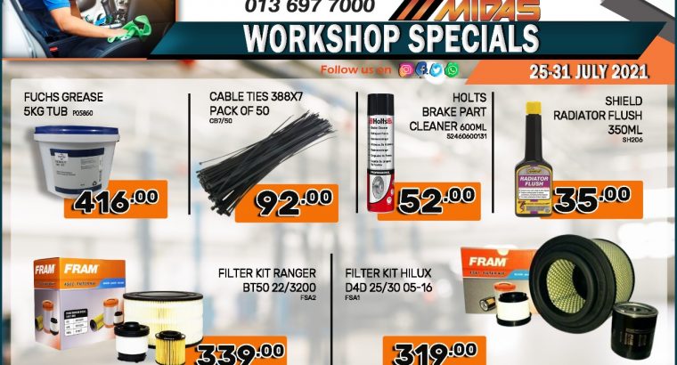 Witbank Midas Workshop Specials 25-31 July 2021
