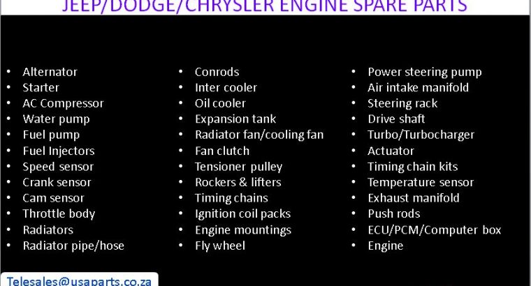 Jeep/Dodge/Chrysler used engine and engine spares for sale