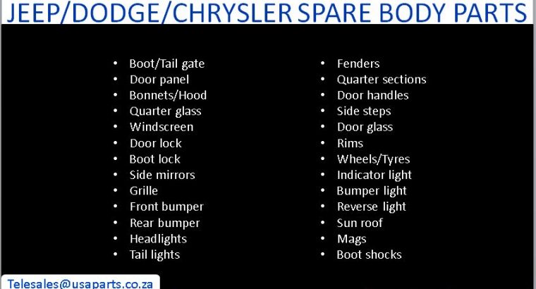 Jeep/Dodge/Chrysler new and used body spares for sale