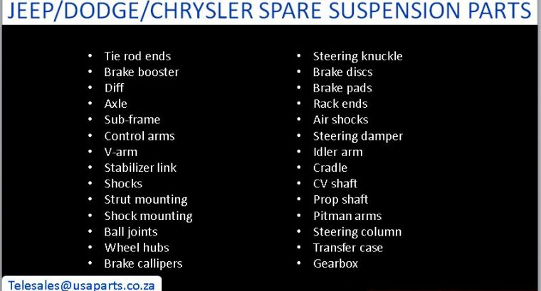 Jeep/Dodge/Chrysler new and used suspension spares for sale