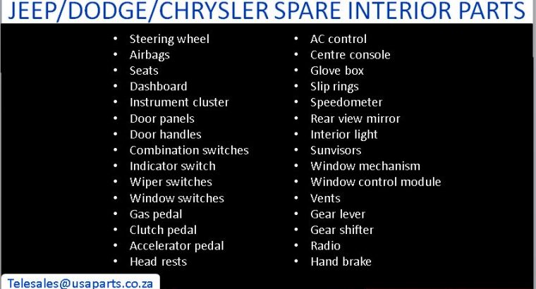 Jeep/Dodge/Chrysler new and used interior spares for sale