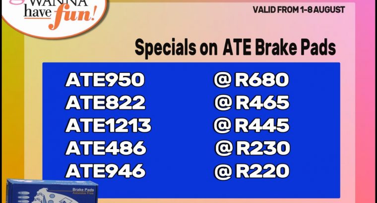 Check out our amazing deals on ATE Brake Pads!